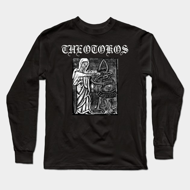 Virgin Mary Punching The Devil Metal Hardcore Punk Gothic Long Sleeve T-Shirt by thecamphillips